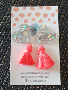 Aroha Angled Statement Studs With Tassels - CHOOSE COLOUR