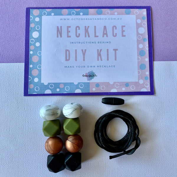 DIY AT HOME KIT: SILICONE & ACRYLIC BEAD NECKLACE - CHOOSE COLOUR