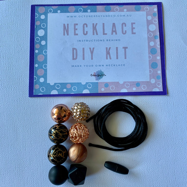 DIY AT HOME KIT: SILICONE & ACRYLIC BEAD NECKLACE - CHOOSE COLOUR