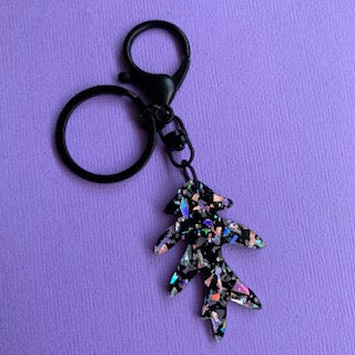 Feuille Keyring (Silver) - CHOOSE COLOUR (MADE TO ORDER)