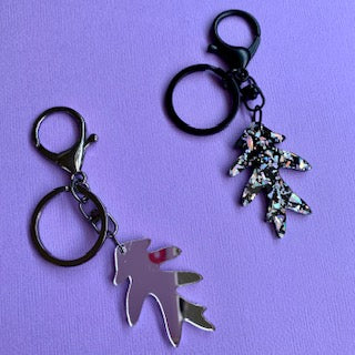 Feuille Keyring (Silver) - CHOOSE COLOUR (MADE TO ORDER)