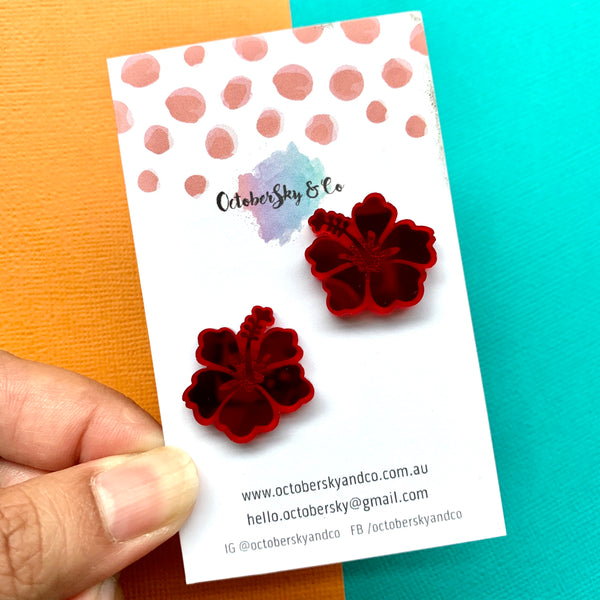 HIBISCUS LUXE STUDS - CHOOSE COLOUR